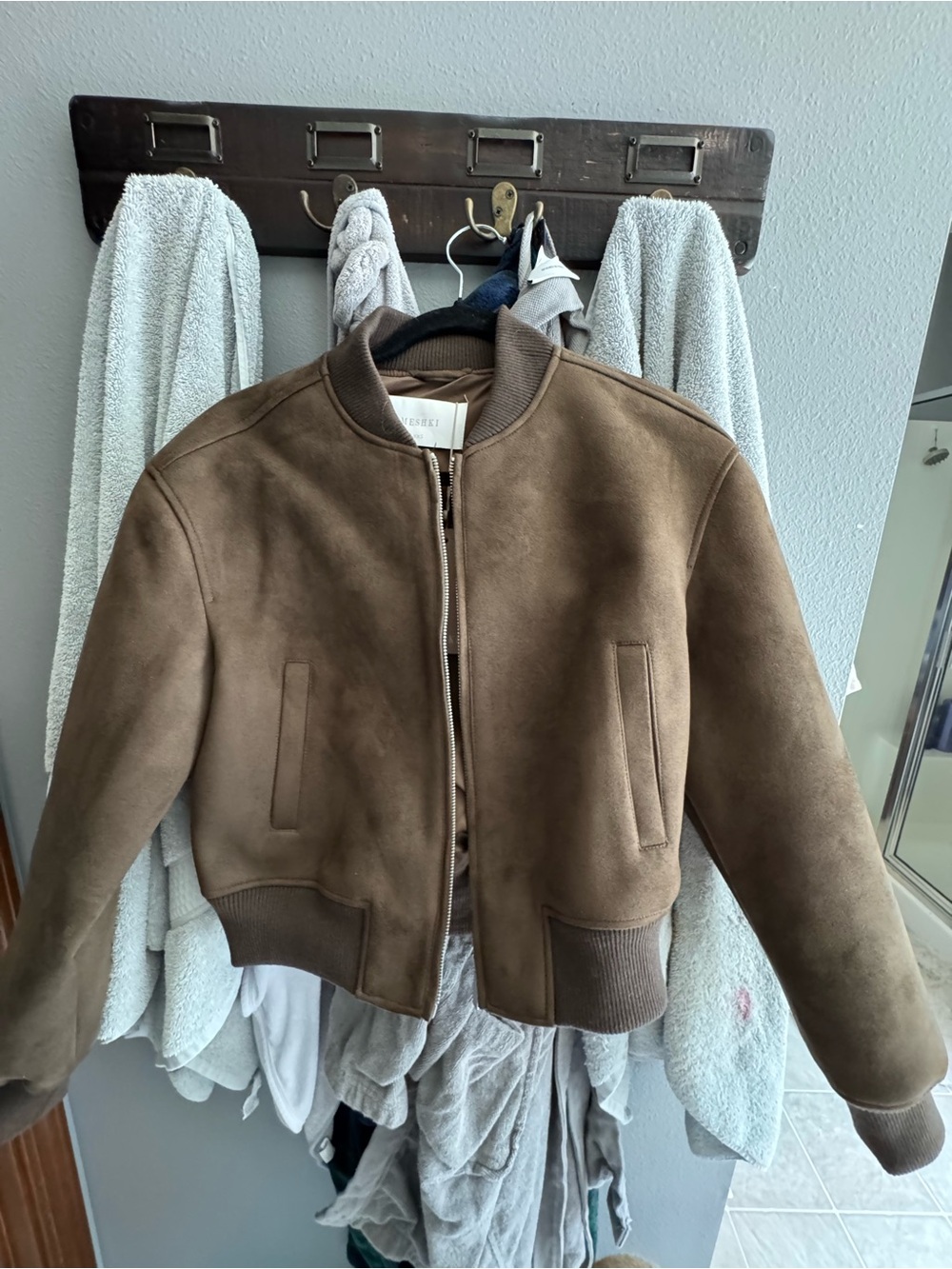 NWT Meshki Brown Suede Bomber Jacket